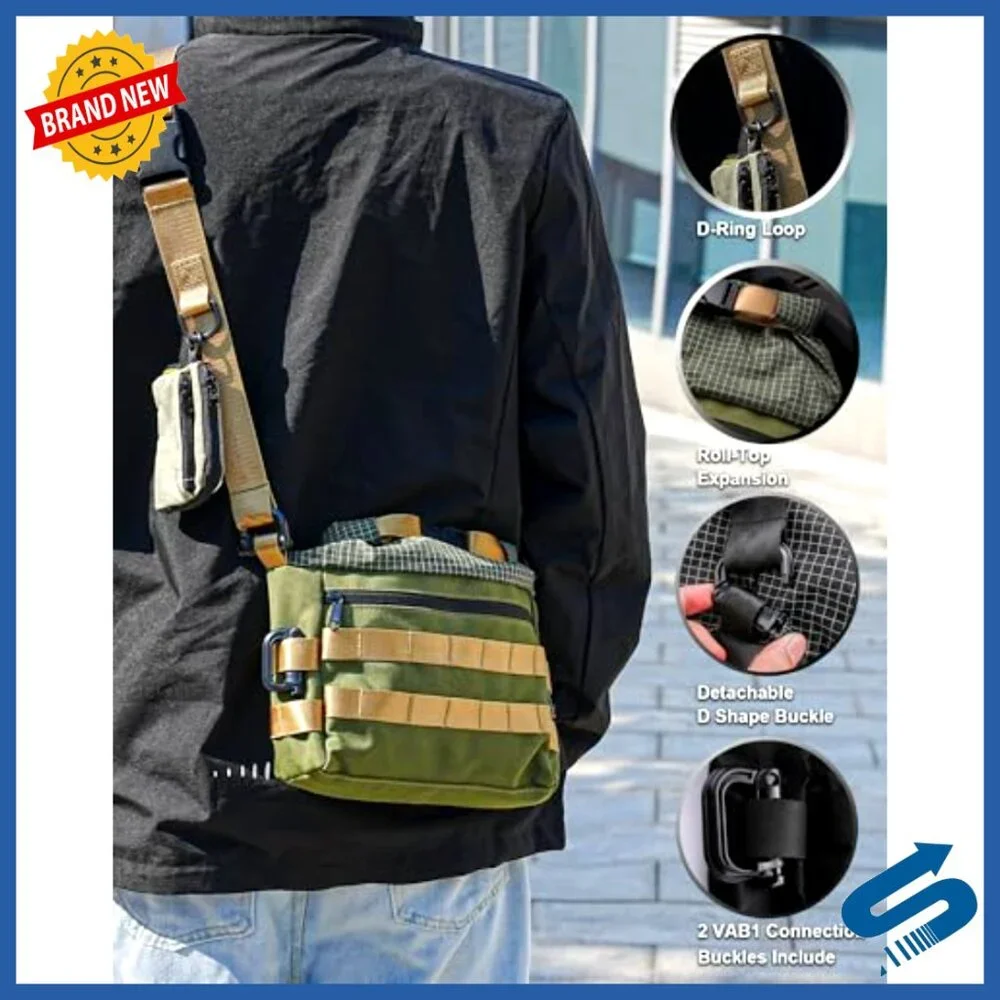 Rolltop Crossbody Sling Bag, 900D Nylon, 13